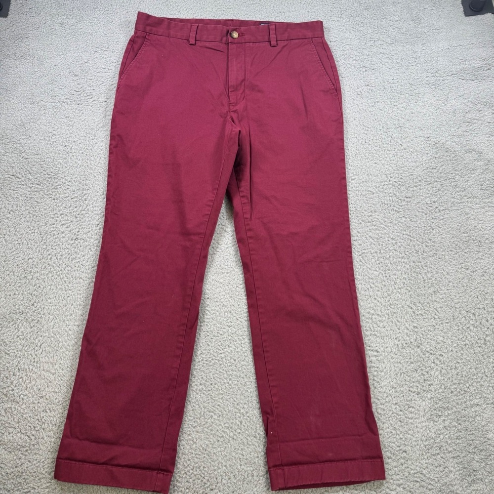Vineyard Vines Mens Breaker Pant Chinos Burgundy Maroon‎ 34x29 Stretch Cotton